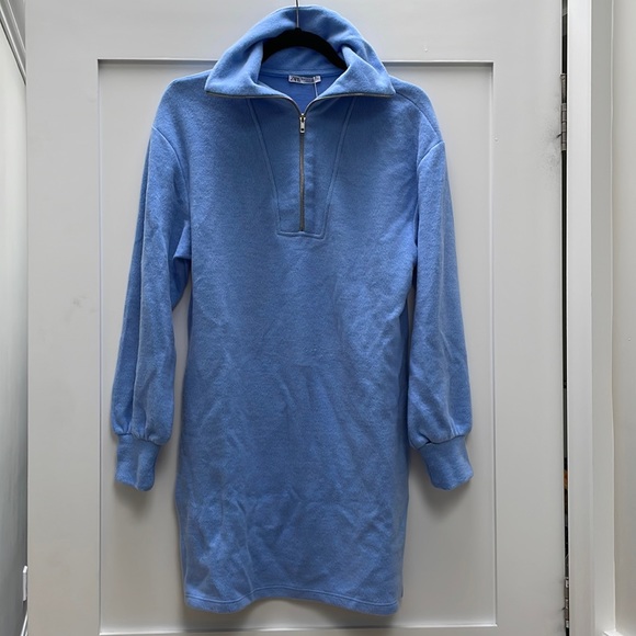 NWT Zara Soft Dress with Zipper in Sky Blue - Picture 3 of 7